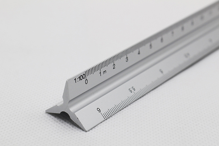 三棱尺 比例尺德资牌铝合金绘图尺金银黑三色大小比例直尺30cm尺