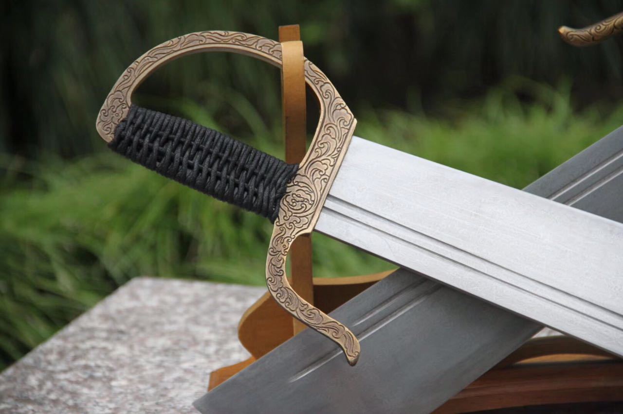 龙泉小龙刀剑永春双刀花纹钢手工铜装精雕传统武术刀冷兵器未开刃