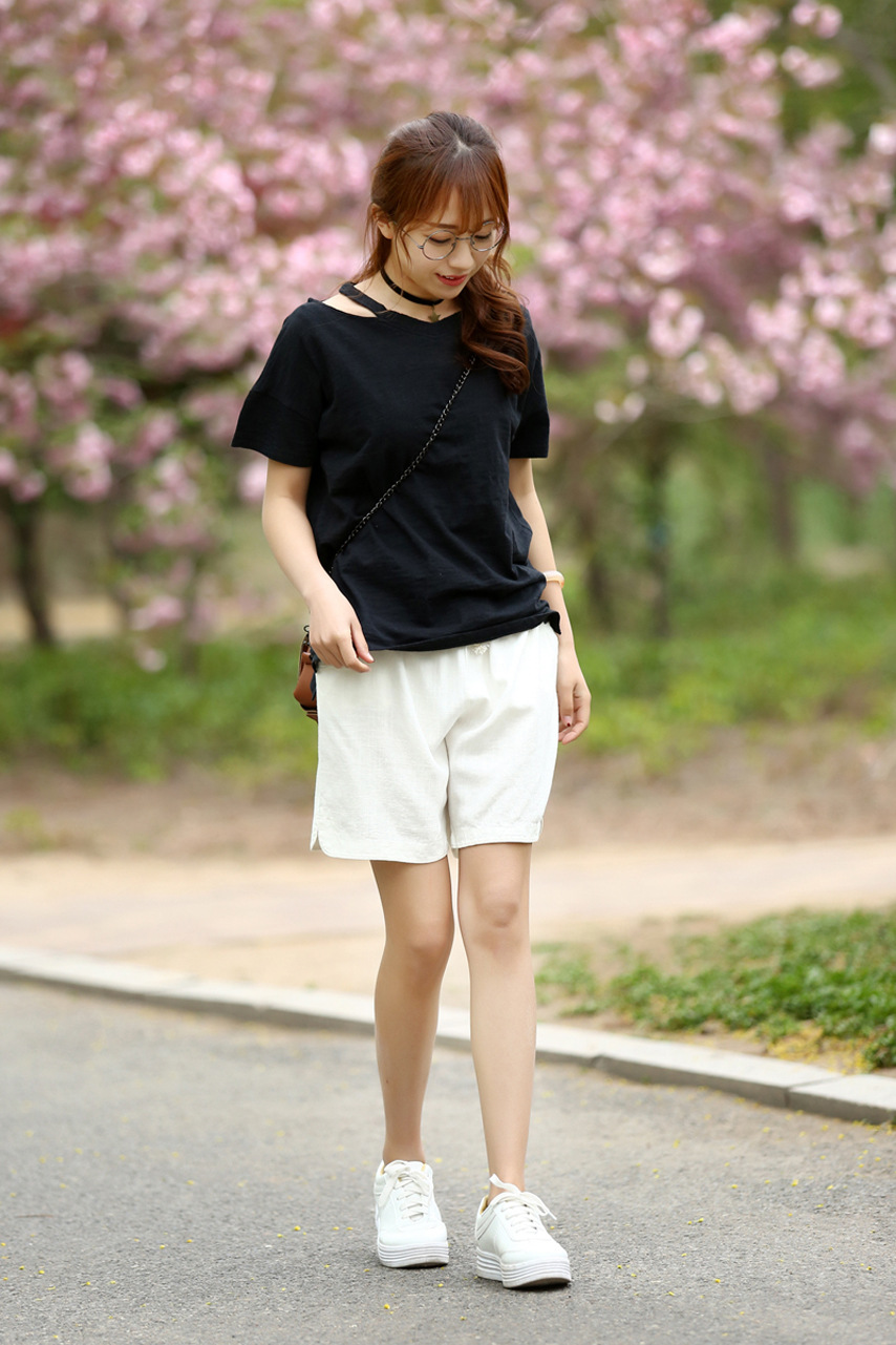 棉麻短裤 女夏新款宽松阔腿加肥大码显瘦亚麻百搭休闲裤