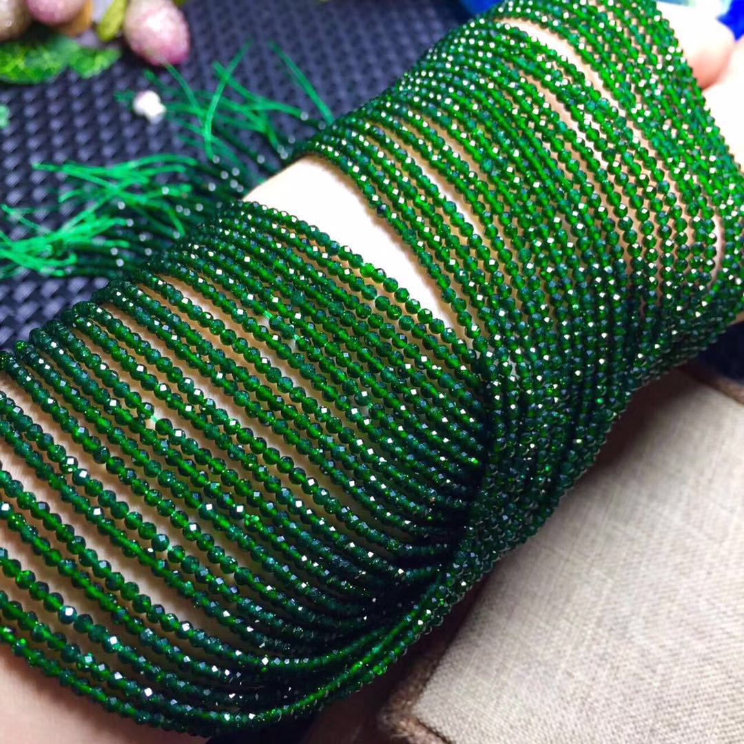 淘宝外卖绿砂石切面半成品绿沙石圆珠diy手链项链毛衣链流苏 批发