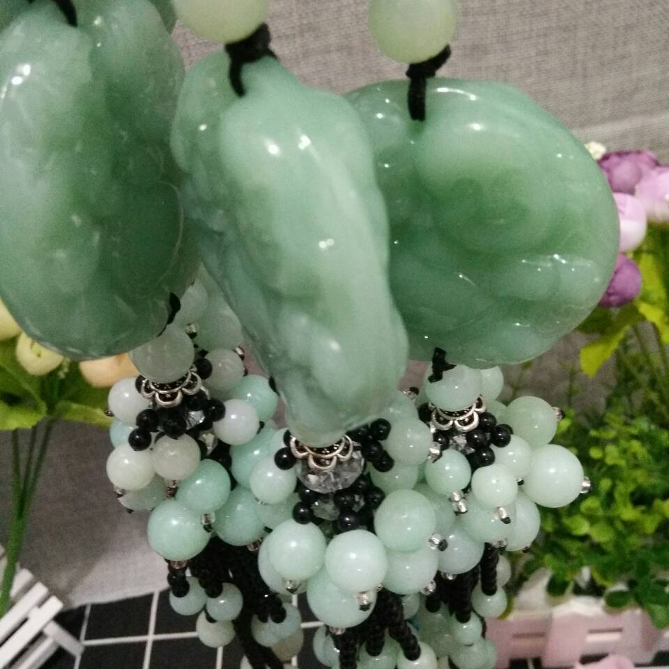 吊绳绿玉石车挂 汽车用品吊坠配件 车内创意饰品挂件批发