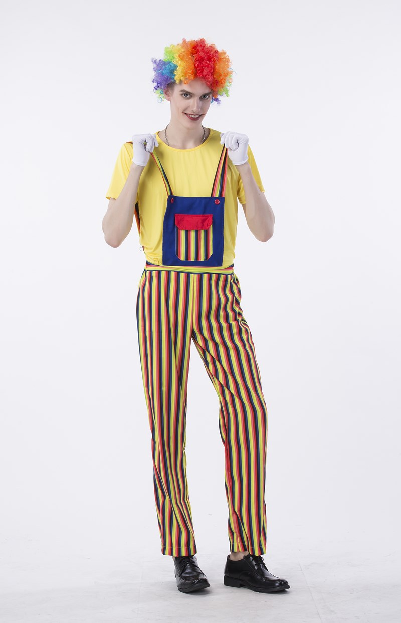 万圣节魔术师情侣男女小丑服套装表演服条纹格子背带裤马戏团服装