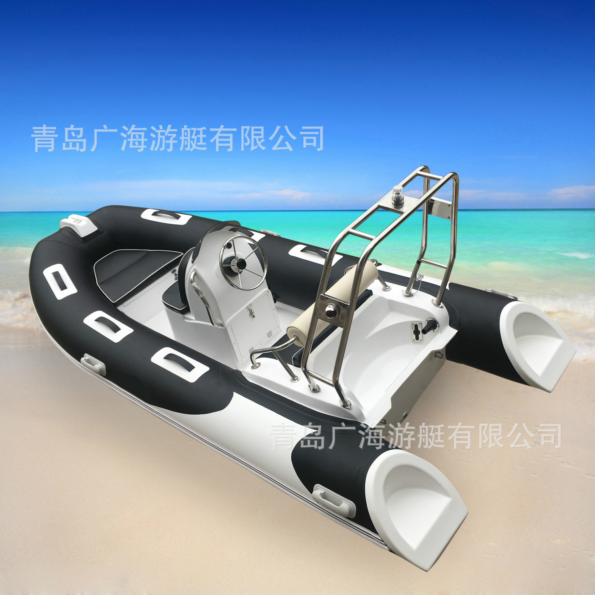 rib390c 广海游艇5人玻璃钢快艇钓鱼船冲锋舟救生艇-阿里巴巴