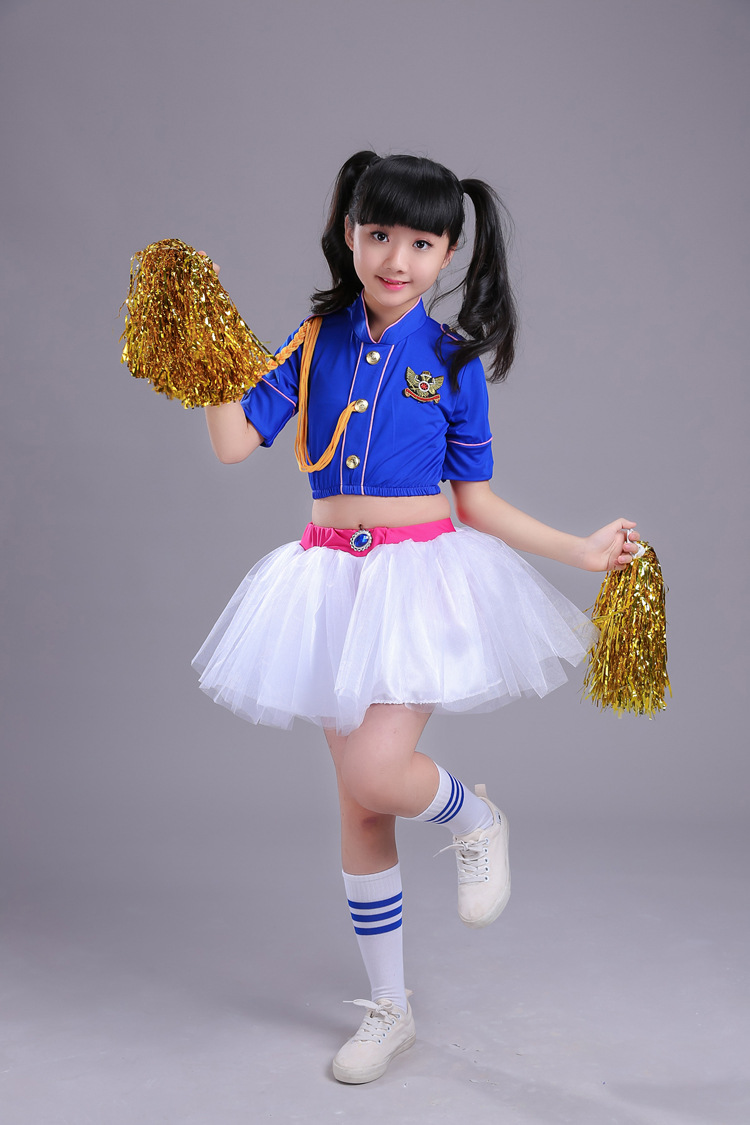 六一儿童啦啦队演出服现代舞爵士舞女童纱裙舞蹈表演服啦啦操服装