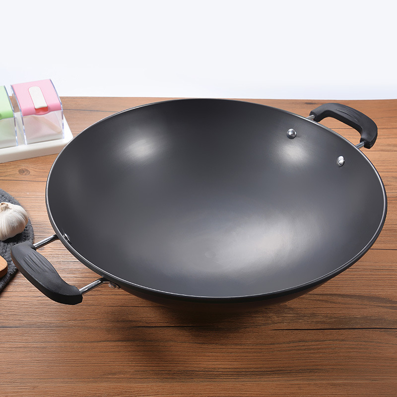 炒锅铸铁真不锈加厚加深老式双耳圆底精铁炒菜锅不生锈锅批发零售