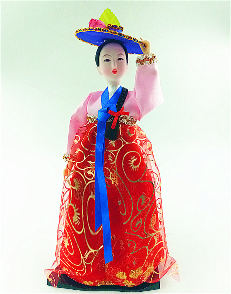 韩国娟人可爱工艺品朝鲜族娃娃布艺家居酒柜创意可爱礼盒礼物礼品