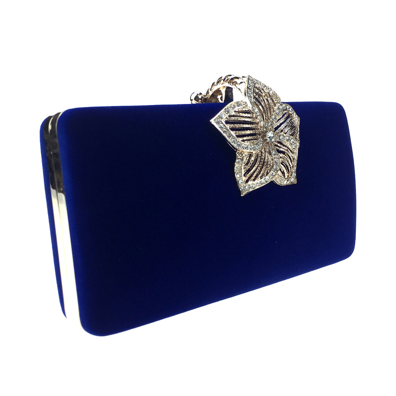 速卖通外贸五叶花镶钻宴会包丝绒晚宴包旗袍女士包新娘手拿包