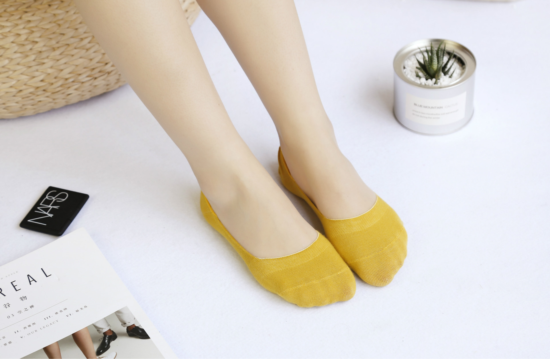 艾川夏季女士糖果色硅胶防滑隐形袜精梳棉袜子手工女船袜棉袜