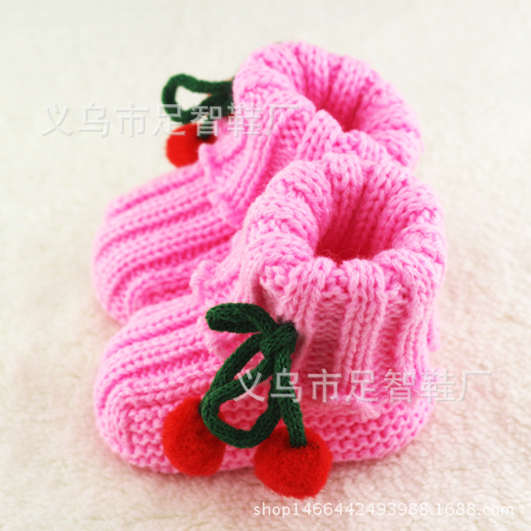 Cherry Baby Bootee Autumn and Winter Handmade Wool Knitted Babies' Shoes 13 Colors Mixed Wholesale