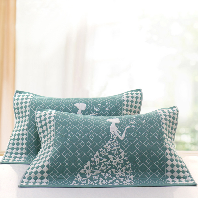 成人布艺枕巾 纯棉三层纱布婚庆枕巾提花柔软新花型枕头巾