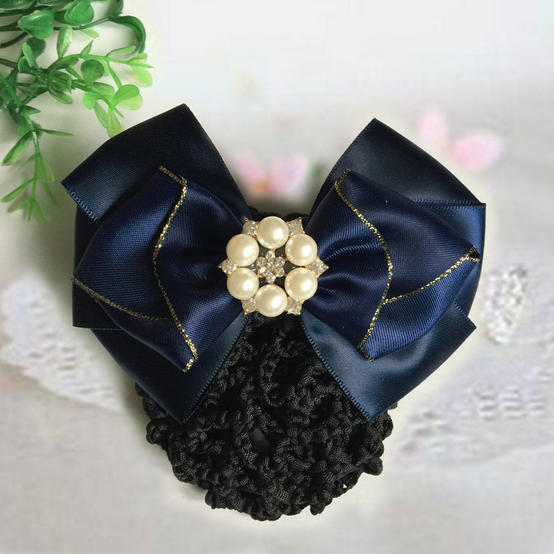 职业头花发网头饰八字丝带韩版护士空姐酒店发饰银行移动工作发夹