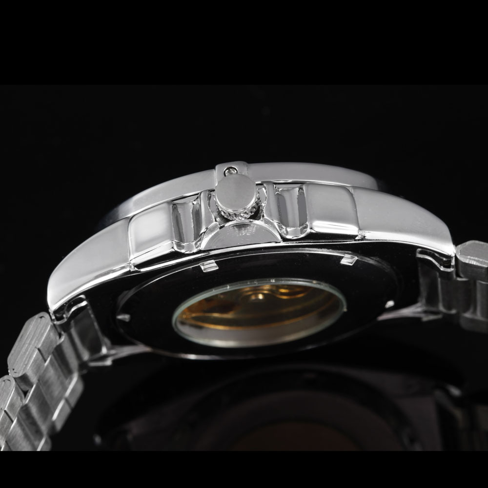 goer/高尔时尚镂空透底自动机械手表 防水男表钢带男士手腕表