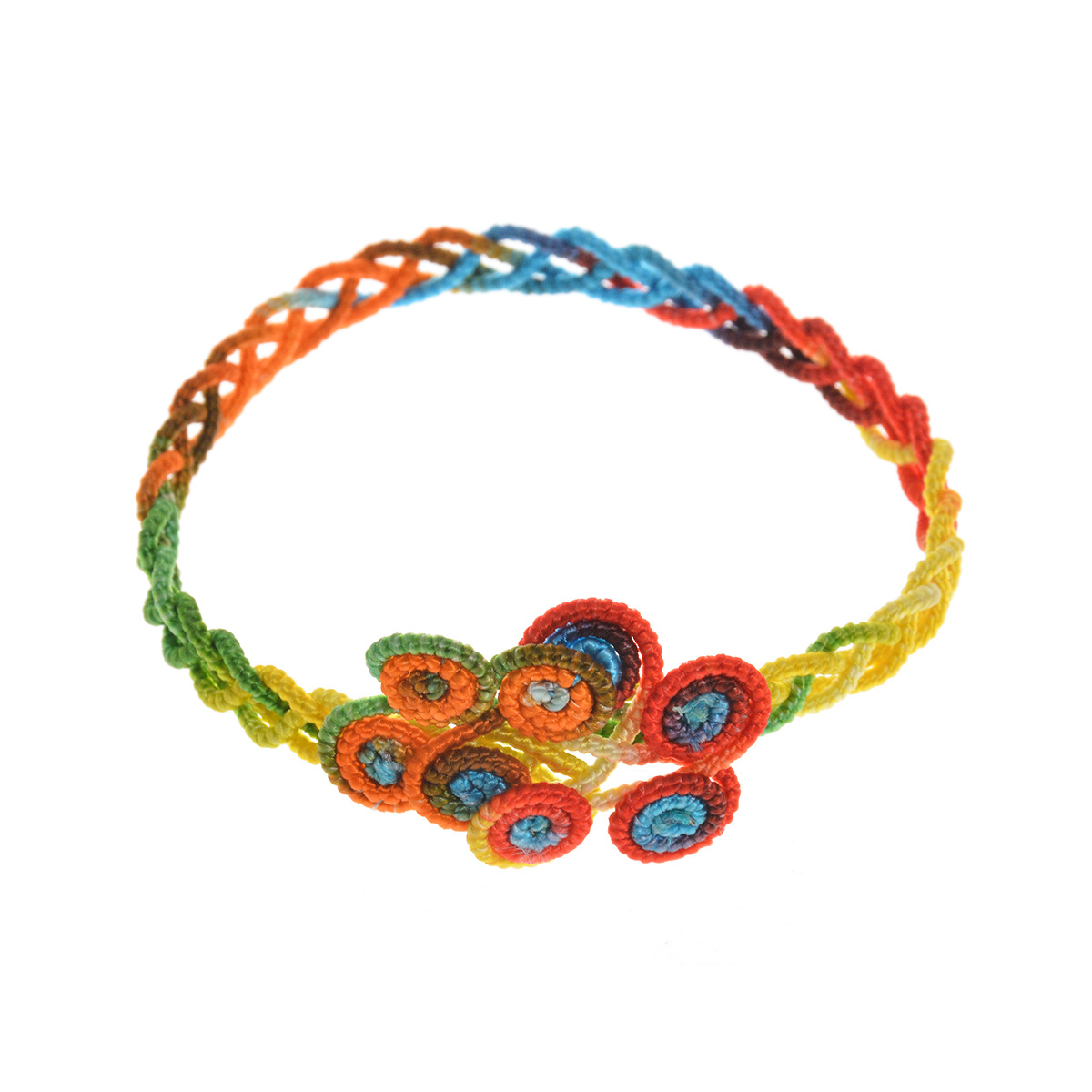 欧美饰品 复古民族风个性夸张铃铛手饰 纯手工彩线编织开口手镯女