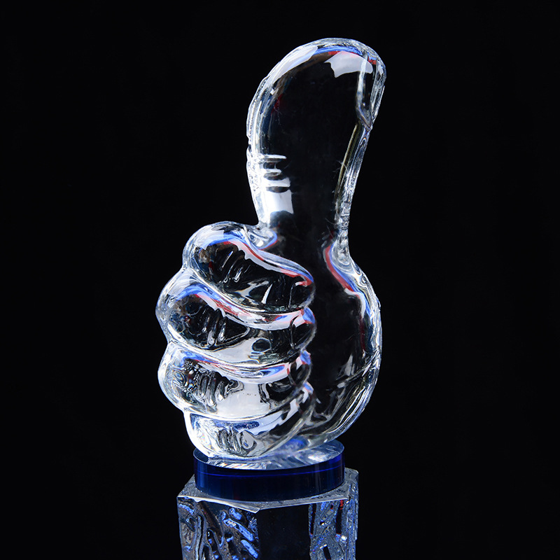 水晶奖杯工艺品定制创意水晶大拇指奖杯高档金属奖杯工艺品