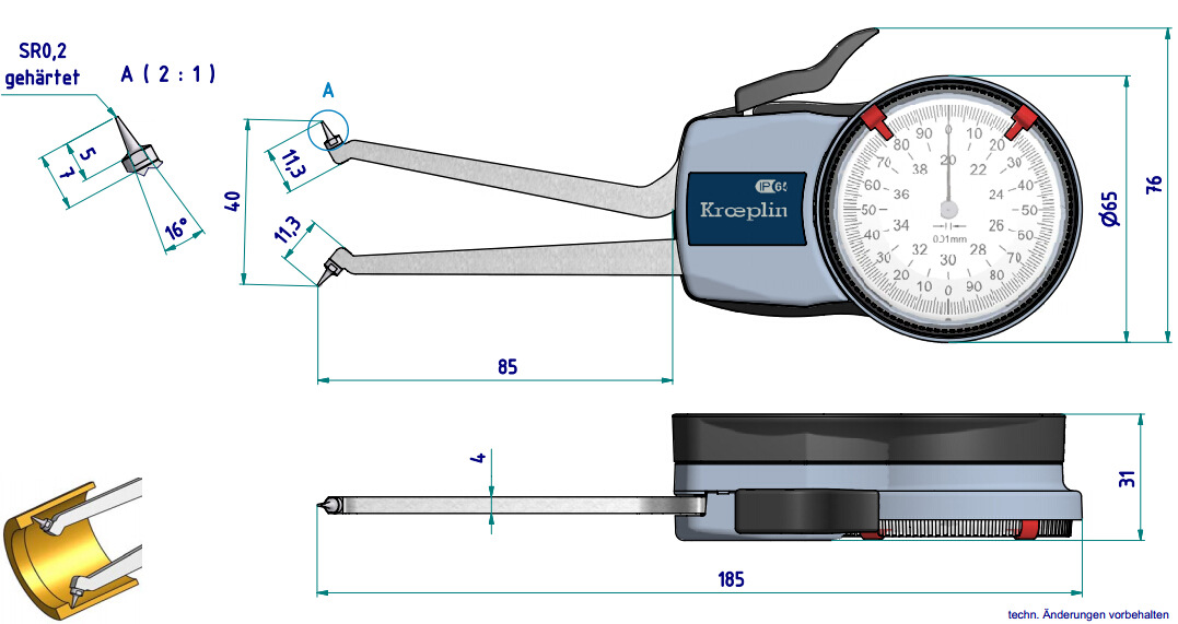 德国原装进口针盘式外卡规内卡规h2g20厂家代理批发代理测量工具
