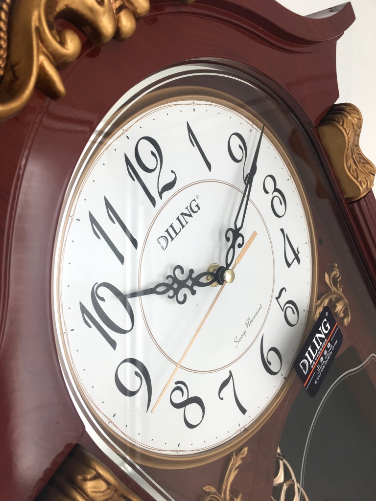 迪翎5124经典钟表复古时尚典美奢华塔型花边时钟别是客厅石英挂钟