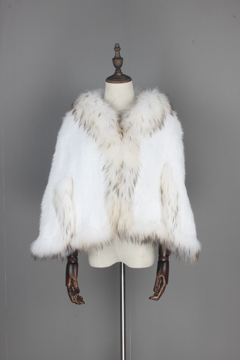 ebay速卖通亚马逊款秋冬装兔毛貉子毛皮草斗篷外套欧美外套女