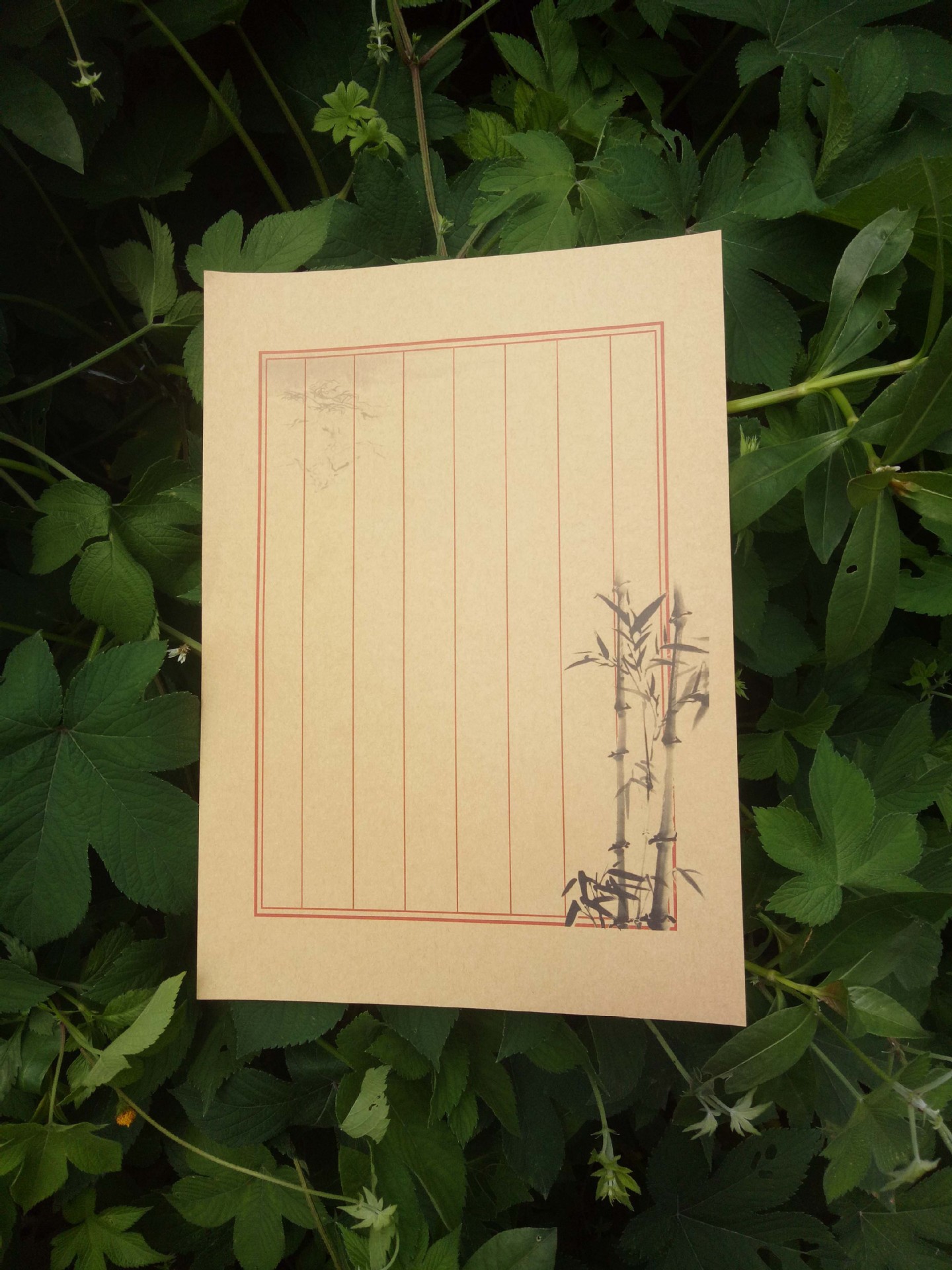 中国古风牛皮纸白纸复古水墨画信纸 一套8张入