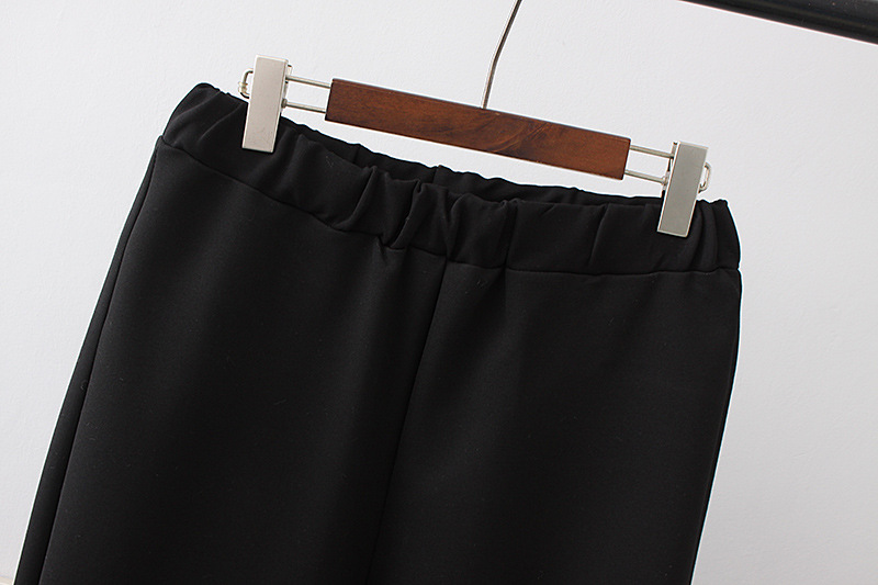 秋冬新款韩范抓毛脚口兔毛拼接休闲九分裤 百搭大码女裤371525