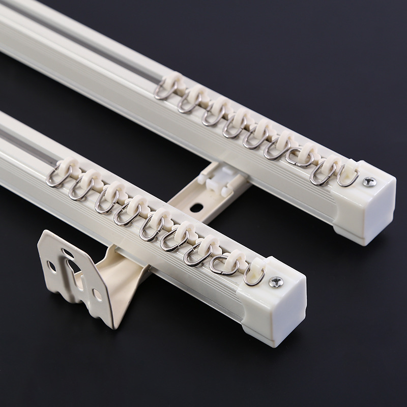 窗帘轨道罗马杆 轨道无声窗帘杆铝合金复合轨单轨双轨窗帘杆批发