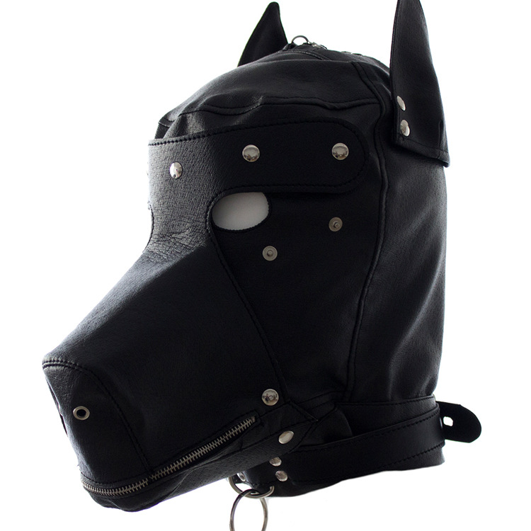 成人情趣性用品批发皮质黑皮革狗头套 装扮道具情趣用品