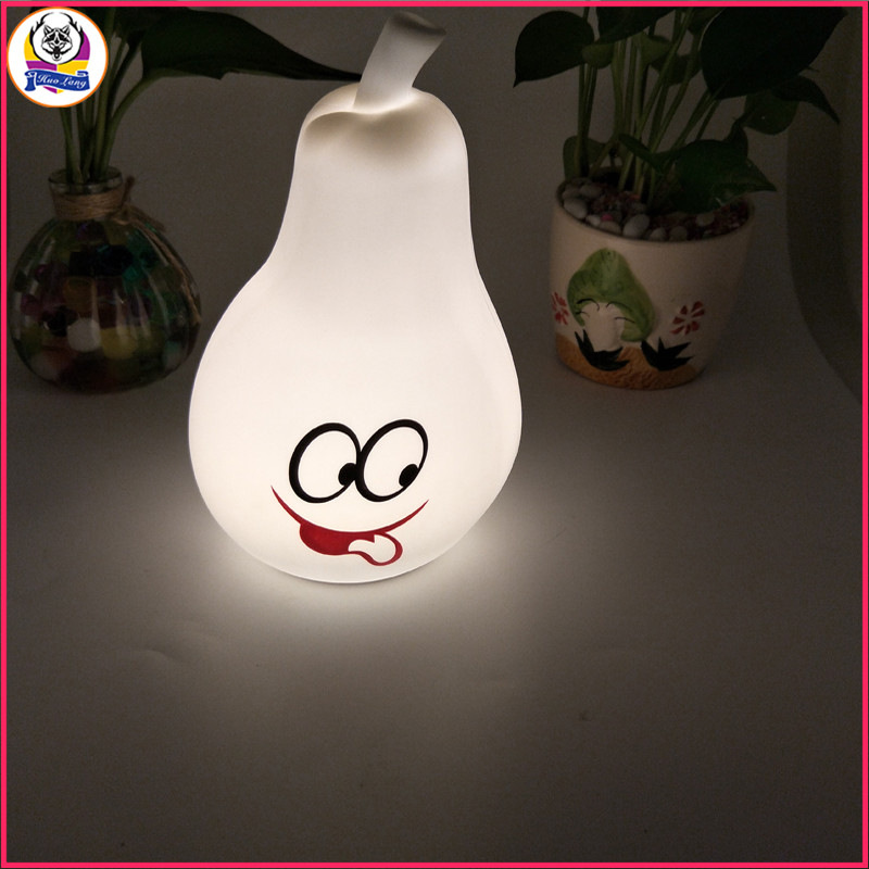 节日礼品小夜灯开心梨硅胶拍拍灯usb充电硅胶创意氛围灯厂家直销