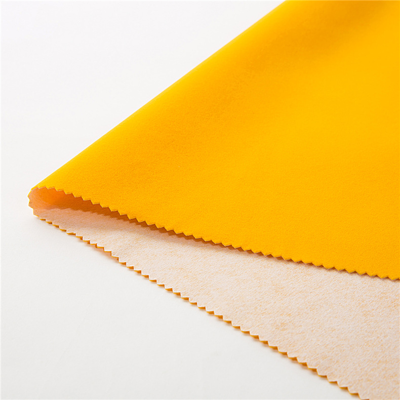 现货供应 黄色无纺长毛绒植绒布珠宝首饰包装盒材料 背胶自粘绒布