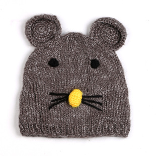 手机编织宝宝毛线针织帽百天摄影服新生儿毛线老鼠单帽摄影道具儿