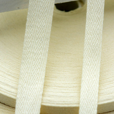 潍坊厂家本白色环保全棉1cm双人细纹织带手提带服装包边布条