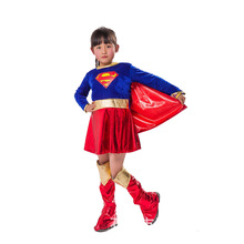 女超人连衣裙万圣节表演服装儿童cosplay动漫服装化妆舞会演出服