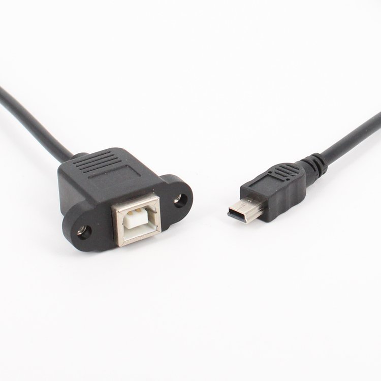 mini5p usb公转usb b 打印机母口转接线带螺丝孔可固定0.5米