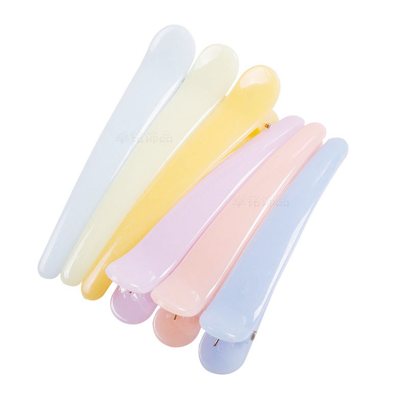 Zhuoming Japanese and Korean Style Solid Jelly Color Plastic Duckbill Clip Candy Color Tweezers Color Crocodile Hair Beauty Clip