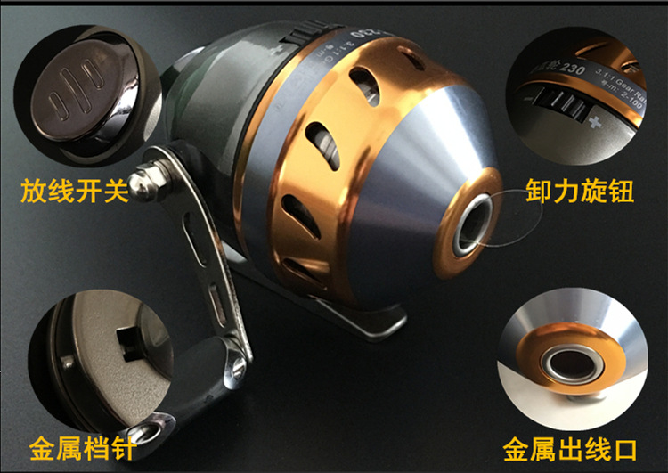 特奔afr230傻瓜轮内藏线封闭式鱼轮弹弓射鱼器鱼轮海竿轮抛竿轮