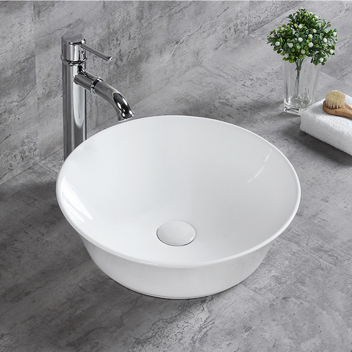 台上盆圆形陶瓷洗手池盘艺术盆 家用台盆卫生间欧式洗脸盆超薄边