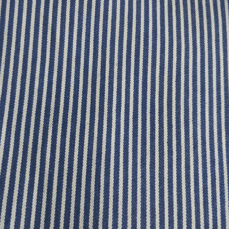 现货供应弹力色织牛仔条纹面料蓝白条牛仔布服装鞋帽箱包面料