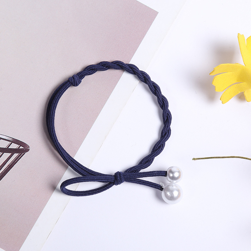 厂家直销批发韩版女式饰品配件布料发圈打结珍珠头饰发饰淘宝货源