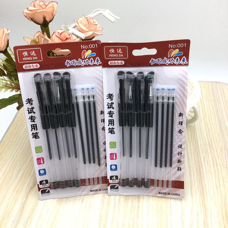 4 Pens 4 Cores Clamshell Packaging Gel Pen Office Learning Gel Pen Black Ink Pen Refill Two Yuan Store Supply