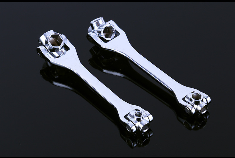 厂家货源八合一多功能狗骨头扳手万向旋转套筒扳手两用双向棘轮扳