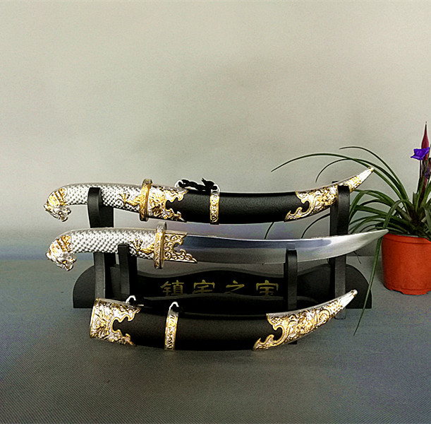 龙泉市刀宝剑 工艺 龙形弯hk-8823双色不锈钢 未开刃