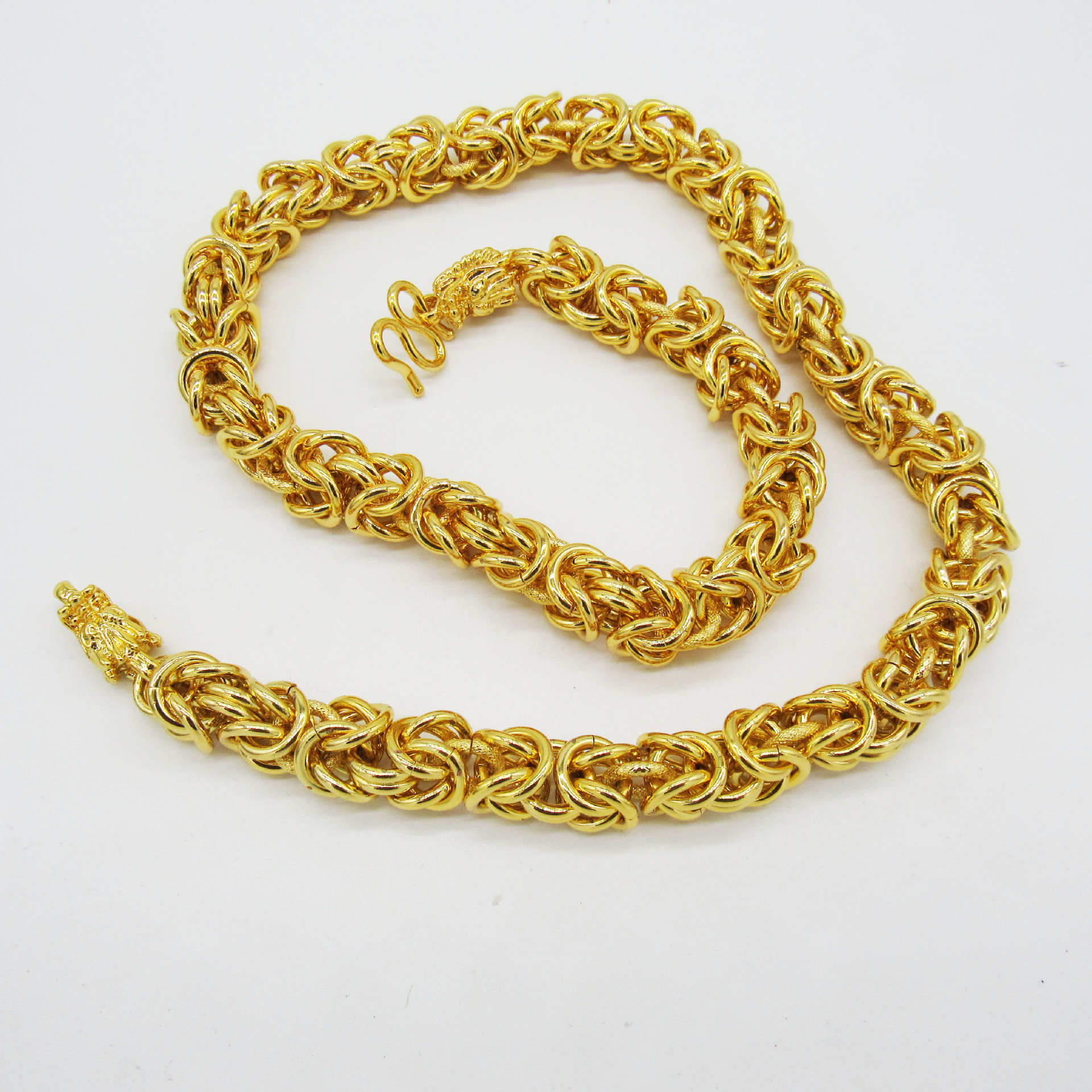 纯黄铜镀真金饰品新款持久不掉色龙头项链男霸气金链子饰品批发