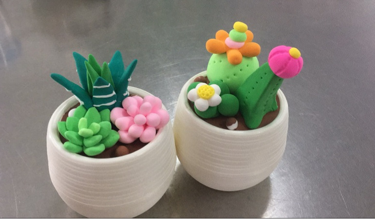 儿童彩泥超轻粘土diy多肉盆栽 圆形彩色小花盆手工创意教师节礼物