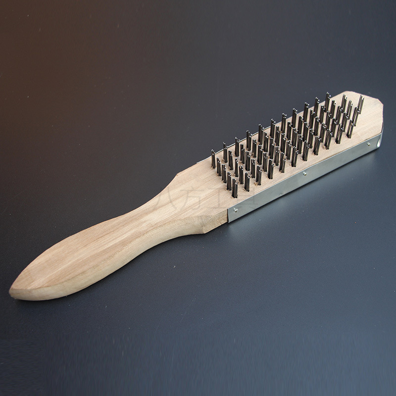 厂家直销木柄手用除锈 去鳞刮鱼器 钢丝刷 加粗丝刷鱼鳞刷