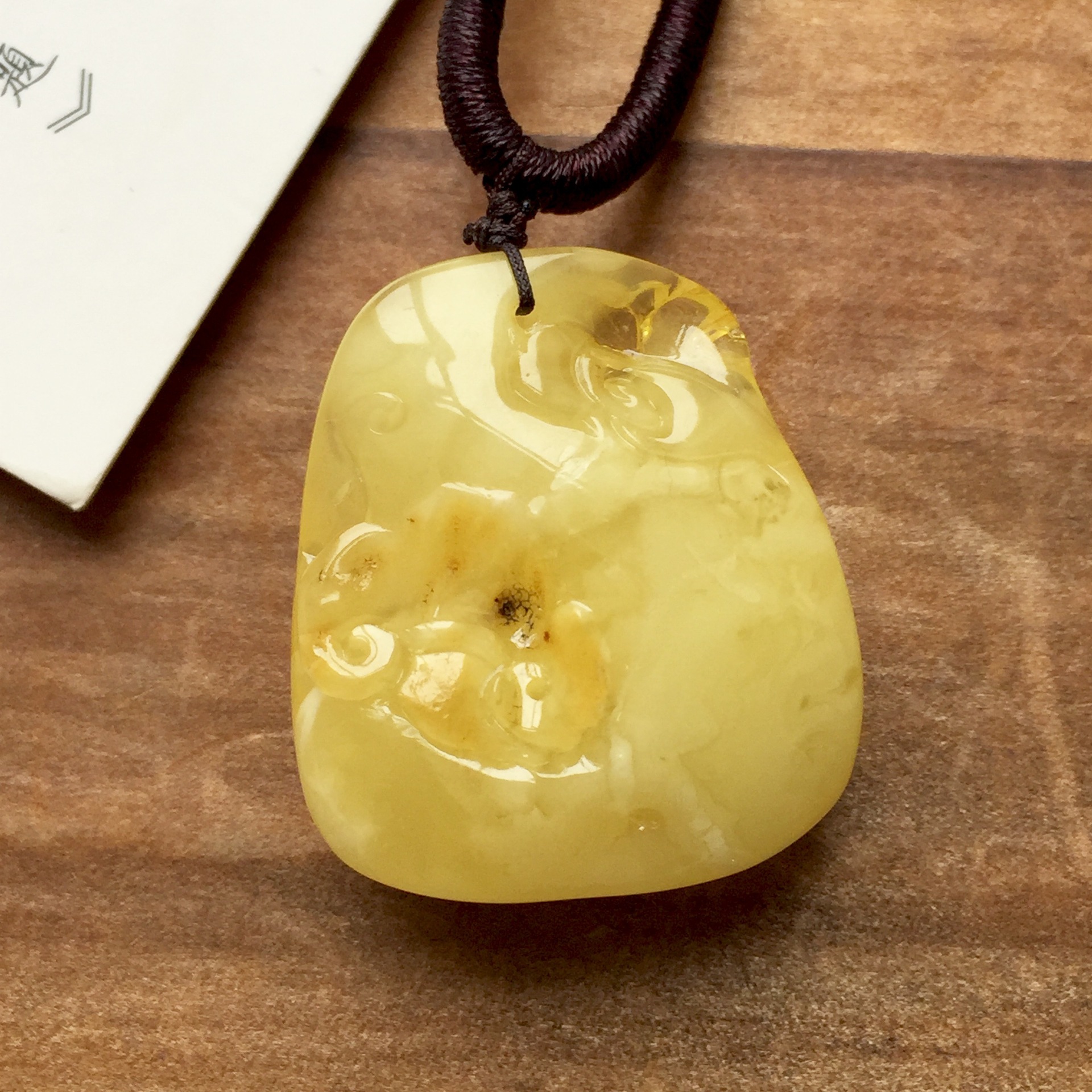 蜜蜡吊坠浮盐水原石雕刻鸡油黄蜜蜡琥珀挂件项链女男