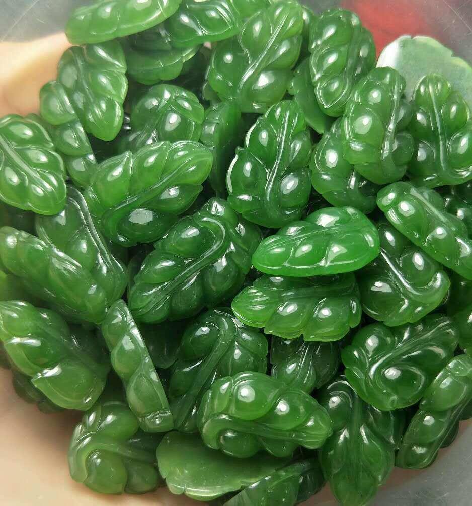 天然和田玉叶子吊坠碧玉树叶耳坠玉石叶子diy配饰玉叶配件批发
