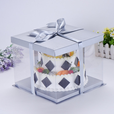 定制6/8/10/12双层蛋糕盒 pvc安全食品包装盒 西式糕点外包装盒