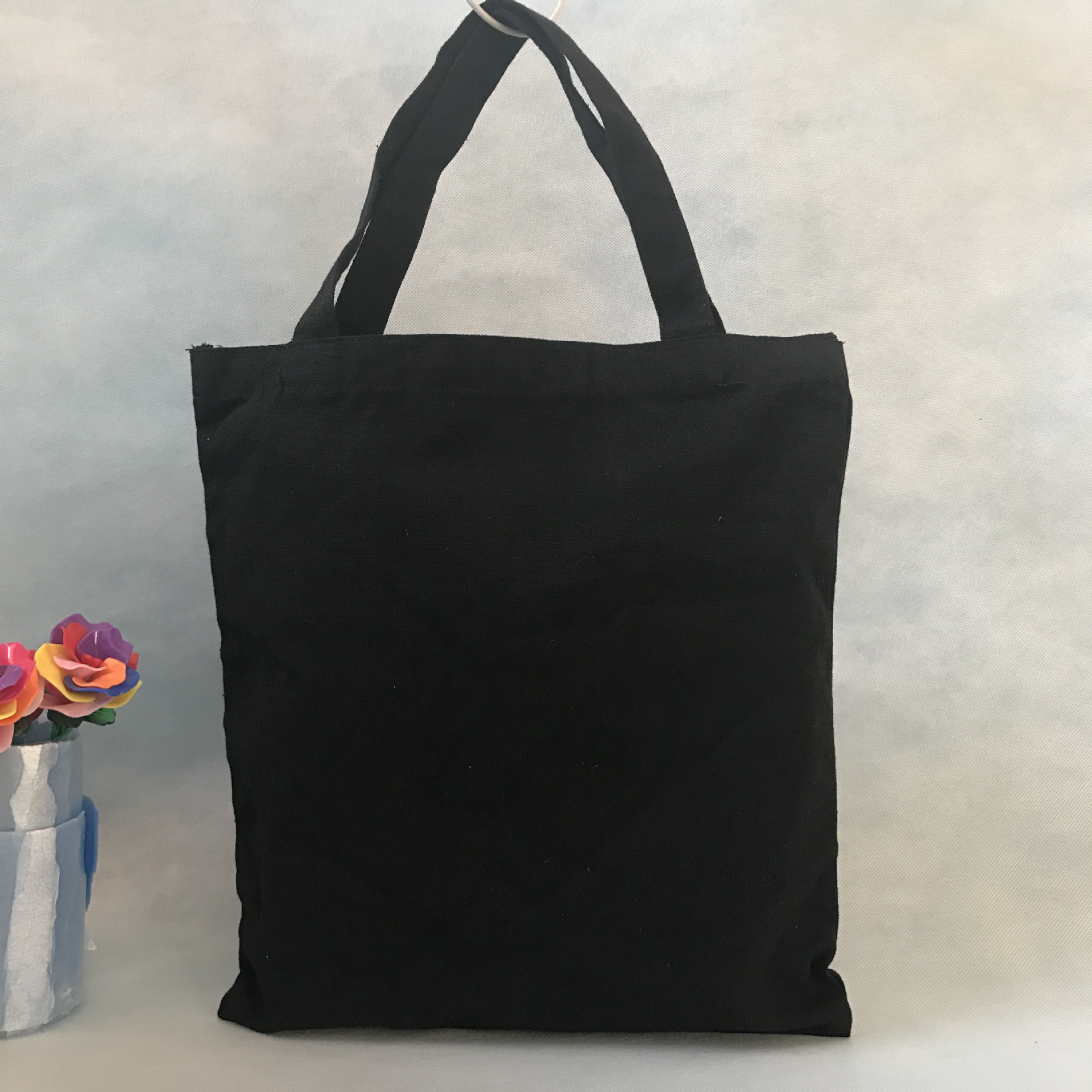 定制黑色精致棉布袋 帆布手提袋 棉布通用礼品购物袋 现货印logo