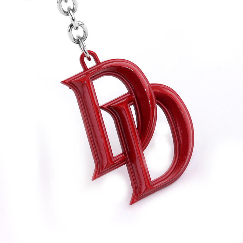 wish热卖 电影周边 超级英雄 夜魔侠 双d红色金属钥匙扣 厂家直销