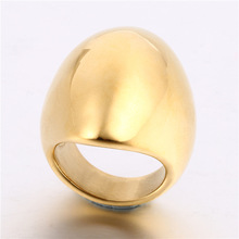 欧美跨境批发时尚男女光身钛钢戒指椭圆镜面抛光不锈钢指环