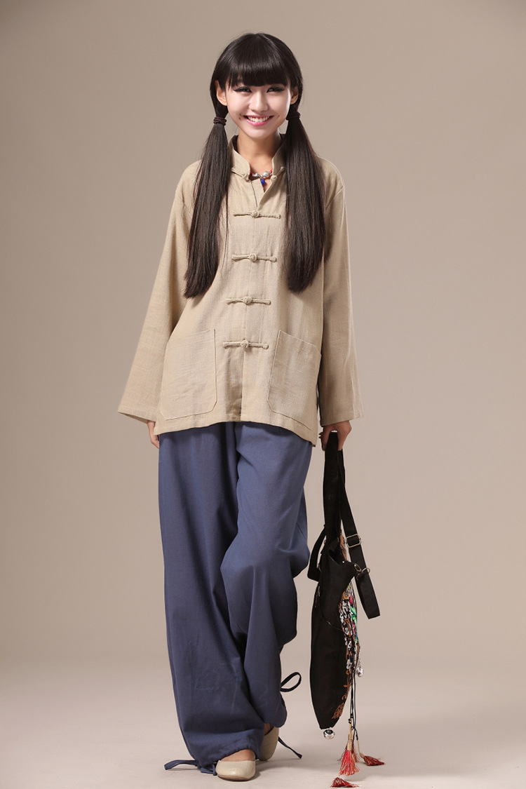 麻凡布衣女装上衣 民族风改良唐装中式复古盘扣大码衬衫 男女款