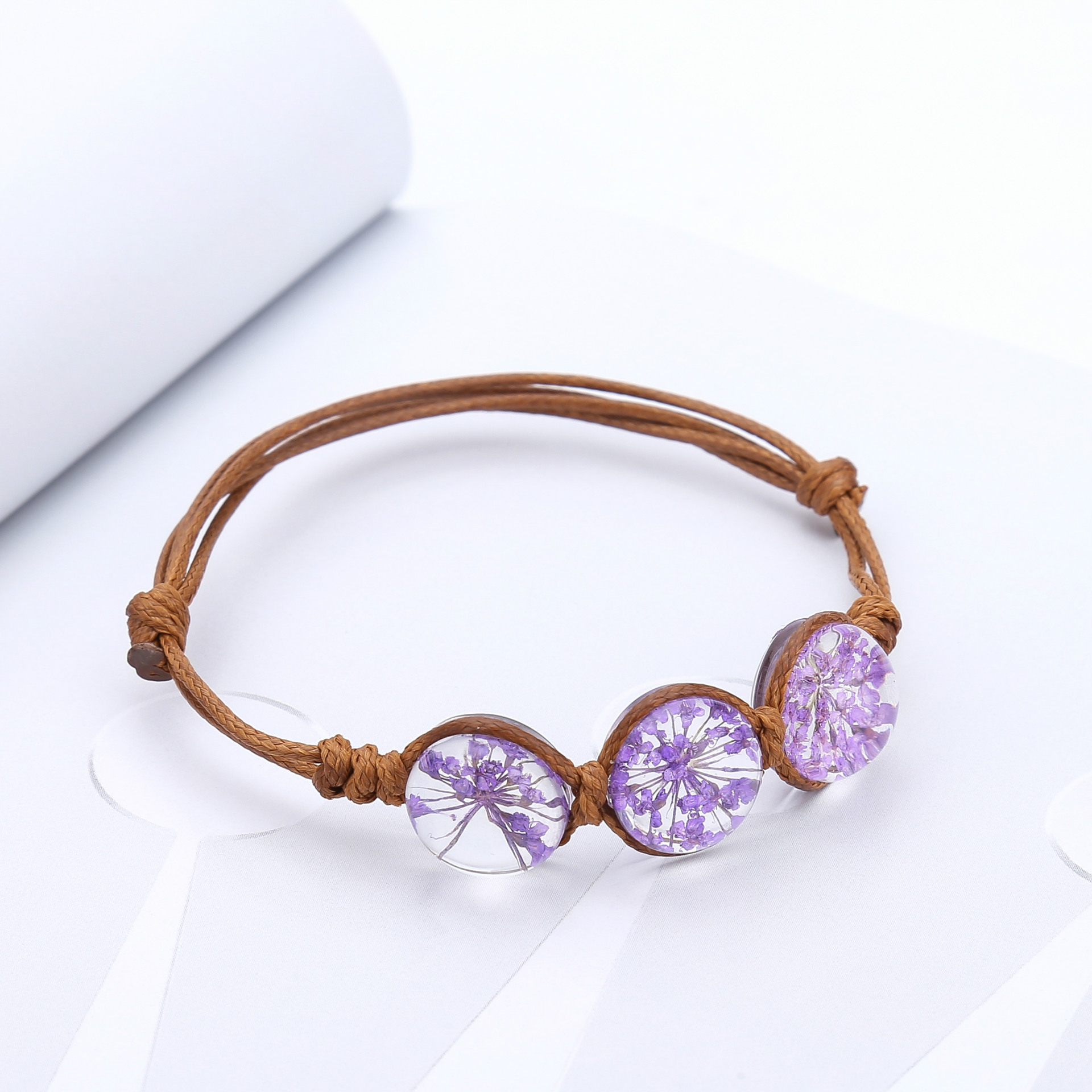 欧美干花樱花雪珠花时光宝石手链森女系手工编织桃花手链饰品